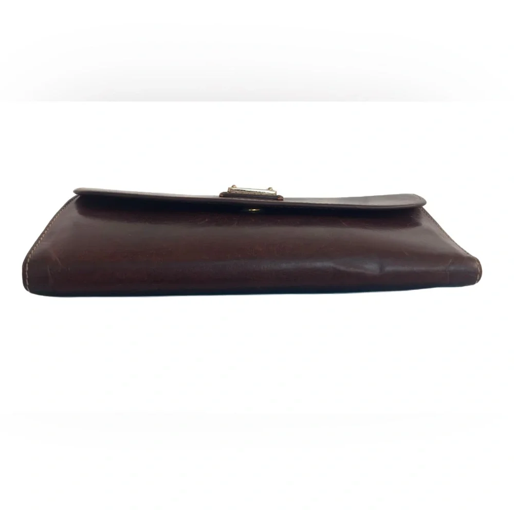 DOONEY & BOURKE ~ Dark Brown Long Leather Wallet with Fall Color Paisley Print